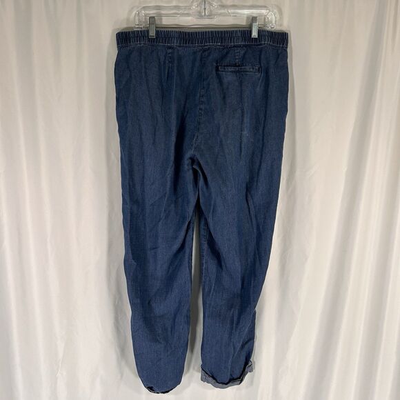 J Jill Denim Pants Women's 12 Medium Wash Blue Button Zip Mid Rise Linen Tencel - Picture 6 of 12